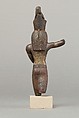 Horus slaying an antelope, spear and antelope (?) missing, Cupreous metal, precious metal inlay