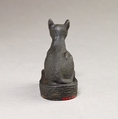 Cat on base inscribed for Bastet and an offerer, Cupreous metal