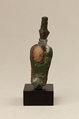 Uraeus with red crown, Cupreous metal, glass?