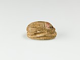 Scarab with a Kneeling Figure Before an Obelisk, Glazed steatite