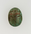Scarab Inscribed with the Throne Name of Hatshepsut, Steatite (glazed)