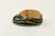 Scarab with Hathor emblem, Faience