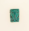 Plaque Bead with the Name of Amenhotep I, Head of Hathor on the Reverse, Faience, paint