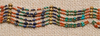 Acacia Bead Girdle of Senebtisi, Gold, carnelian, turquoise, lapis-lazuli, also possibly ivory (restored), crystal