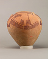 Decorated ware jar illustrating boats, Pottery, paint