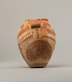 Decorated jar depicting boats, Pottery, paint