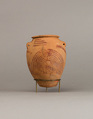 Decorated ware jar illustrating plants, Pottery, paint