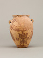Decorated ware jar depicting boats and plants, Pottery, paint