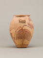Decorated ware jar depicting boats and plants, Pottery, paint