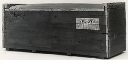 Outer coffin of Senebtisi, Coffin: cedar, paint, gold leaf; Eye panel: gold leaf over stucco, travertine (Egyptian alabaster) and obsidian