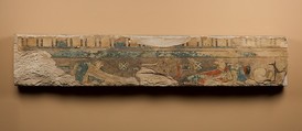 Relief block from a temple of Amenemhat I, Limestone, paint