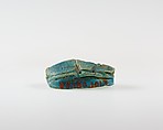 Scarab with Papryus Plant Decoration, Blue glazed steatite