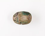 Scarab Inscribed with Hieroglyphs, Green glazed steatite