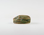 Scarab Inscribed with Hieroglyphs, Green glazed steatite
