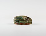 Scarab Inscribed with Hieroglyphs, Green glazed steatite