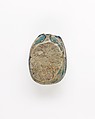 Scarab Decorated with Scrolls, Blue glazed steatite