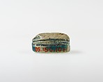 Scarab Decorated with Scrolls, Blue glazed steatite
