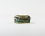 Scarab Decorated with Scrolls, Blue glazed steatite