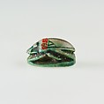 Scarab with a Representation of Maat, Green glazed steatite