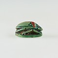 Scarab with a Representation of Maat, Green glazed steatite