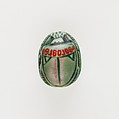 Scarab with a Representation of Maat, Green glazed steatite