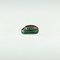Scarab Decorated with Circles, Green glazed steatite