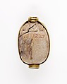 Mounted Scarab Incised with Nefer Sign in Scroll Border, Steatite, gold