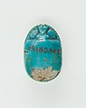 Scarab Inscribed with Hieroglyphs, Bright blue glazed steatite
