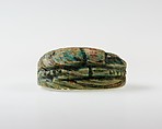 Scarab Inscribed with Hieroglyphs, Green glazed steatite