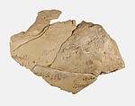 Hieratic Ostracon Recording a Royal Name and a List of Names, Limestone, ink