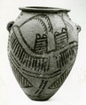 Decorated ware jar depicting two boats, Pottery, paint