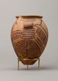 Decorated ware jar depicting two boats, Pottery, paint