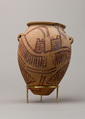Decorated ware jar depicting two boats, Pottery, paint
