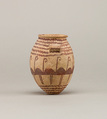 Decorated ware jar depicting water and flamingos, Pottery, paint