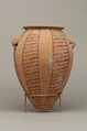 Decorated ware jar with vertical bands of wavy lines, Pottery, paint