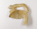 Cosmetic spoon with feline handle, Travertine (Egyptian alabaster)