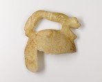Cosmetic spoon with feline handle, Travertine (Egyptian alabaster)
