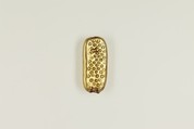 Bead with figure of Harpokrates, glass, gold foil