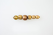 String of 6 Beads, Glass, gold foil