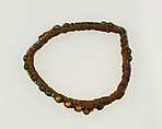 Bracelet of beads strung on fiber, Glass, palm fiber