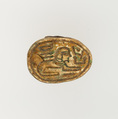 Scarab Inscribed with the Throne Name of Amenhotep I, Steatite, glazed