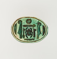 Scarab Inscribed with the Throne Name of Thutmose II, Steatite, glazed