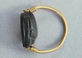 Scarab Ring of the Sealer Khensu, Green jasper scarab on gold ring