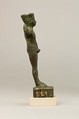 Statuette of Amenopet naming the provider/beneficiary  Amenirdis son of Horiaa, Cuperous metal, precious metal inlay