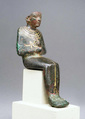 Seated Ptah, Bronze, precious metal inlay