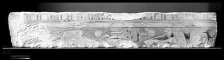 Relief block from a temple of Amenemhat I, Limestone, paint