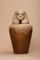 Canopic jar of Nephthys, Indurated limestone, paint, linen