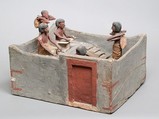 Model of a granary with scribe and overseer, Wood
