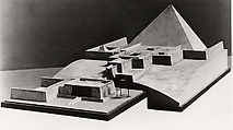 Model of the valley temple of king Sahure at Abusir, Fifth Dynasty, Gebruder Stegemann, Berlin, 1910, Mortar, plaster, stucco, sand, wood, paper, paint