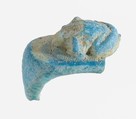 Frog Ring Fragment, Faience, blue, green